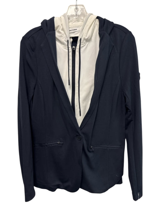 Tretorn Size S Navy Blue & White Rayon Blend Zip Front Hoodie Insert Jacket Navy Blue & White / S