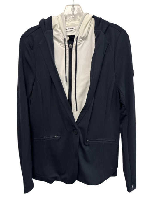 Tretorn Size S Navy Blue & White Rayon Blend Zip Front Hoodie Insert Jacket Navy Blue & White / S