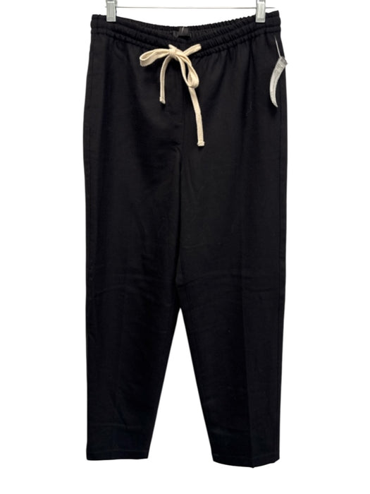 J. Crew Size 00 Black Wool Blend Elastic & Drawstring Waist Straight Leg Pants Black / 00