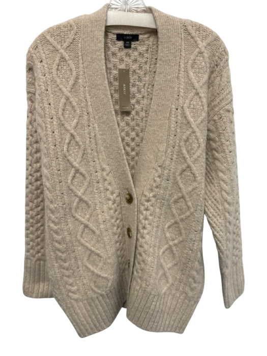 J. Crew Size XS Beige Acrylic & Wool Blend Cable Knit Button Front Sweater Beige / XS