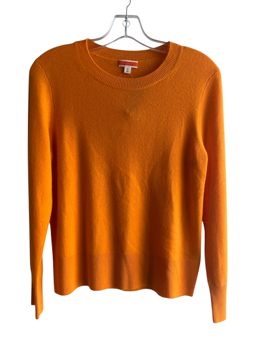 J Crew Size Small Orange Cashmere Long Sleeve Crew Neck Ribbed Accents Sweater Orange / Small