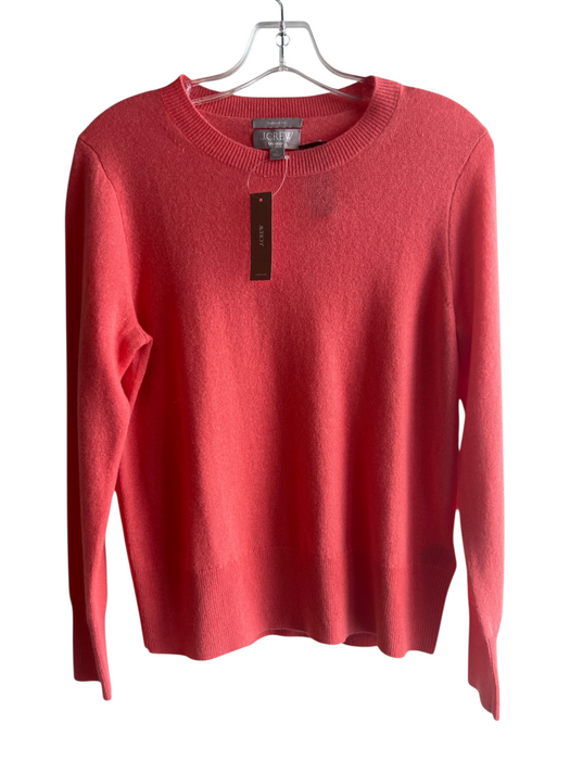 J Crew Size Small Salmon Cashmere Long Sleeve Crew Neck Ribbed Accents Sweater Salmon / Small