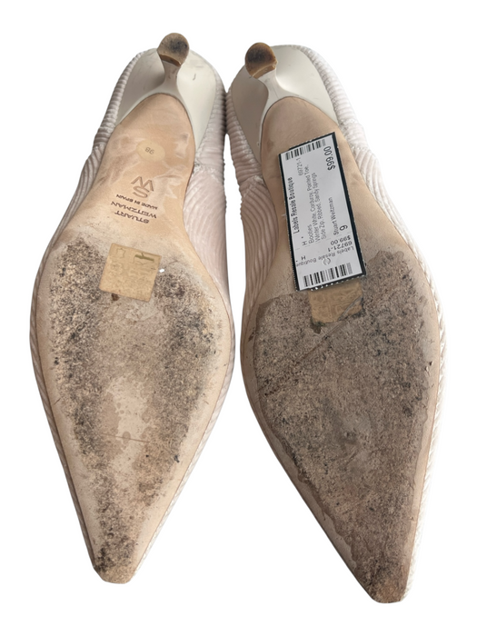 Stuart Weitzman Shoe Size 9 Winter White Corduroy Pointed Toe Side Zip Booties Winter White / 9
