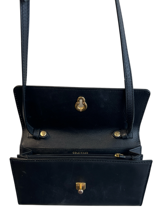 Cole Haan Black Leather Shoulder & Crossbody Goldtone Hardware Wallets Black