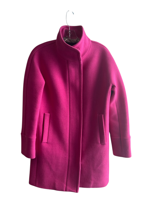 J Crew Size 4 Hot pink Wool & Nylon Front Zip High Neck Pockets Coat Hot pink / 4