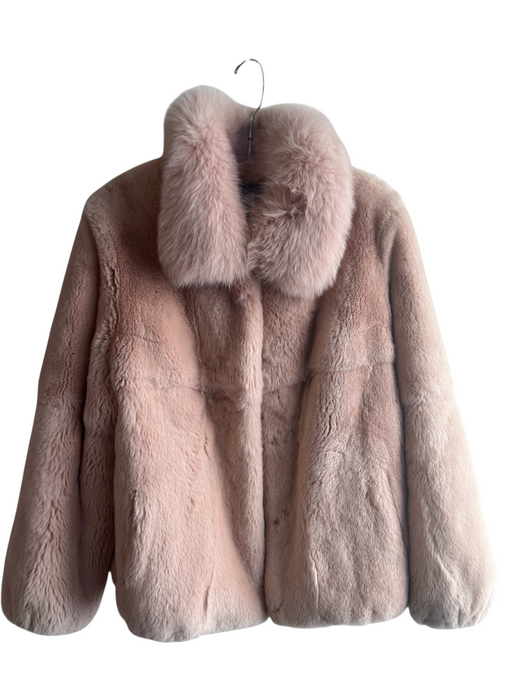 Peri Luxe Size Small Pale Pink Rex Rabbit Clip Close Pockets Jacket Pale Pink / Small