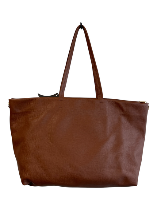 Cuyana Brown Leather Gold hardware Zip Close Two Handle Tote Bag Brown / M