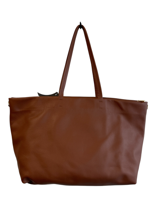 Cuyana Brown Leather Gold hardware Zip Close Two Handle Tote Bag Brown / M