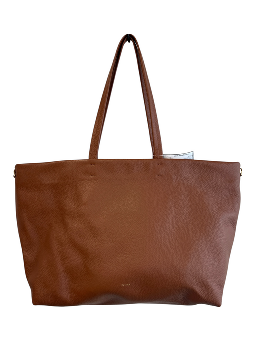 Cuyana Brown Leather Gold hardware Zip Close Two Handle Tote Bag Brown / M