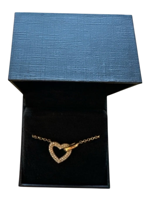Kay Jewelers Gold 24K Gold Plated Chain Diamonds Heart Necklace Gold