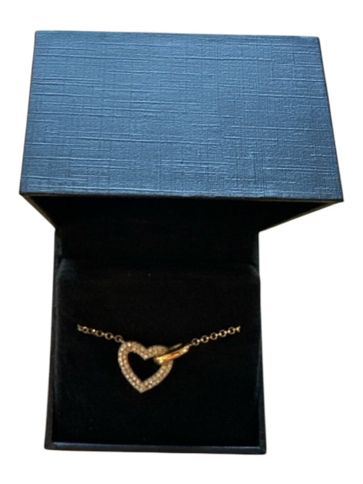 Kay Jewelers Gold 24K Gold Plated Chain Diamonds Heart Necklace Gold