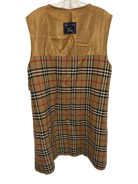Burberry Size Est L Beige, Red, Black Wool Full Length Tartan Plaid Coat Beige, Red, Black / Est L