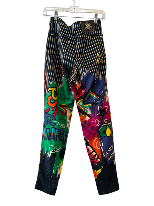 Versace Jeans Couture Size 2 Black & Multi Cotton High Rise Graffiti Jeans Black & Multi / 2
