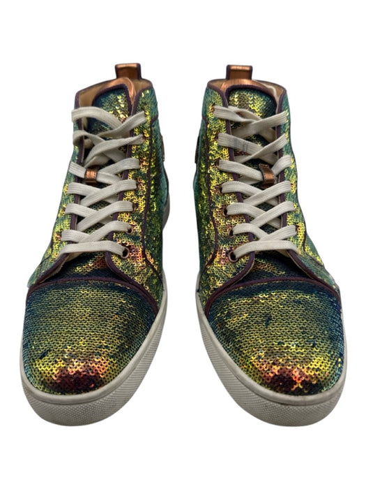 Christian Louboutin Shoe Size 43.5 Green & Multi Synthetic Sequin High Top Shoes Green & Multi / 43.5