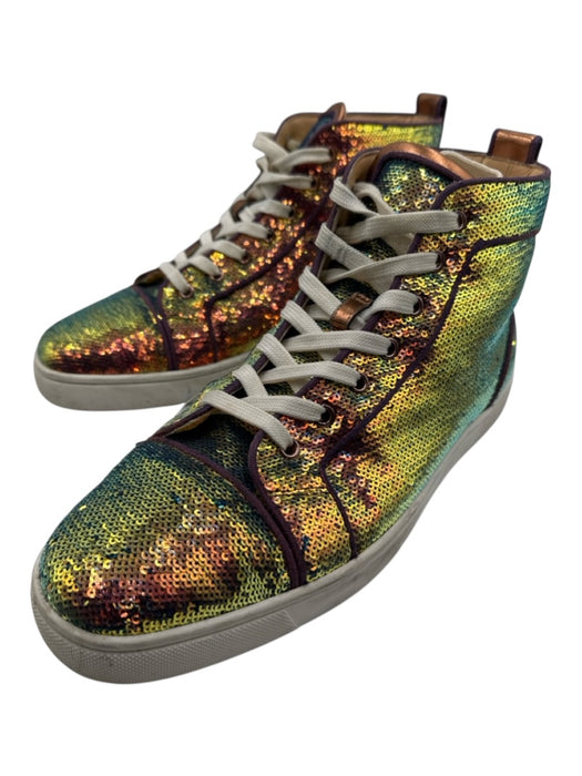 Christian Louboutin Shoe Size 43.5 Green & Multi Synthetic Sequin High Top Shoes Green & Multi / 43.5