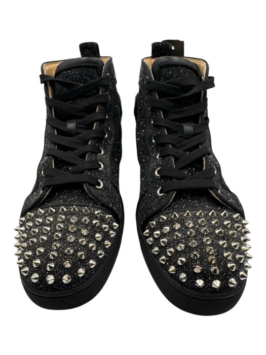 Christian Louboutin Shoe Size 43 Black & Silver Synthetic Spikes Sparkles Shoes Black & Silver / 43