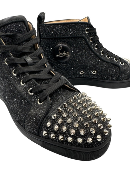 Christian Louboutin Shoe Size 43 Black & Silver Synthetic Spikes Sparkles Shoes Black & Silver / 43