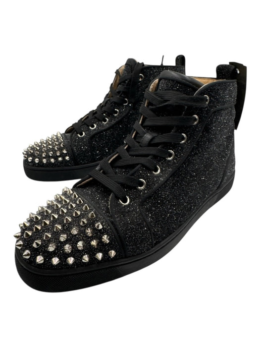 Christian Louboutin Shoe Size 43 Black & Silver Synthetic Spikes Sparkles Shoes Black & Silver / 43