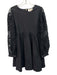 Cleobella Size Large Black Cotton Long Lace Sleeve Mesh Back Zip Dress Black / Large