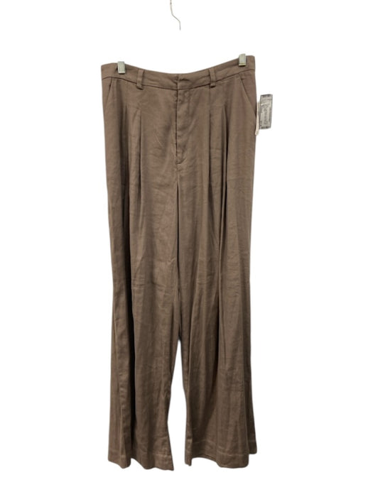 Maeve Size Medium Light Brown Linen Blend High Rise Pleated Elastic Waist Pants Light Brown / Medium