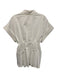 Exquise Size Large White Polyester Blend Short Sleeve Button Front Collar Top White / Large