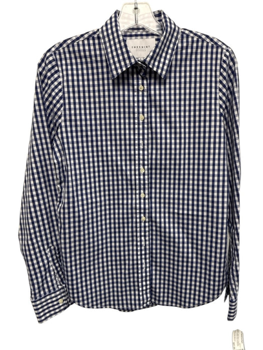 The Shirt Rochelle Behrens Size S Blue & White Cotton Blend Gingham Top Blue & White / S