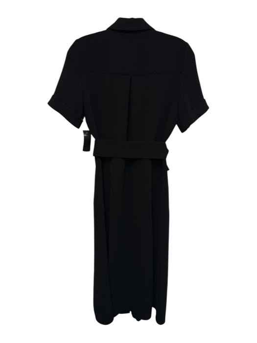 Sezane Size 34 / XS Black Polyester Button Down Short Sleeve Midi Dress Black / 34 / XS