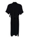 Sezane Size 34 / XS Black Polyester Button Down Short Sleeve Midi Dress Black / 34 / XS