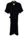 Sezane Size 34 / XS Black Polyester Button Down Short Sleeve Midi Dress Black / 34 / XS