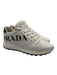 Prada Shoe Size 40 White & Black Leather Upper Perforated Detail Sneakers White & Black / 40