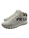 Prada Shoe Size 40 White & Black Leather Upper Perforated Detail Sneakers White & Black / 40
