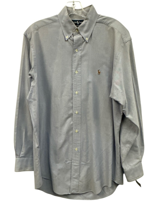 Ralph Lauren Size 15 Light blue Cotton Solid Button Down Men's Long Sleeve Shirt Light blue / 15
