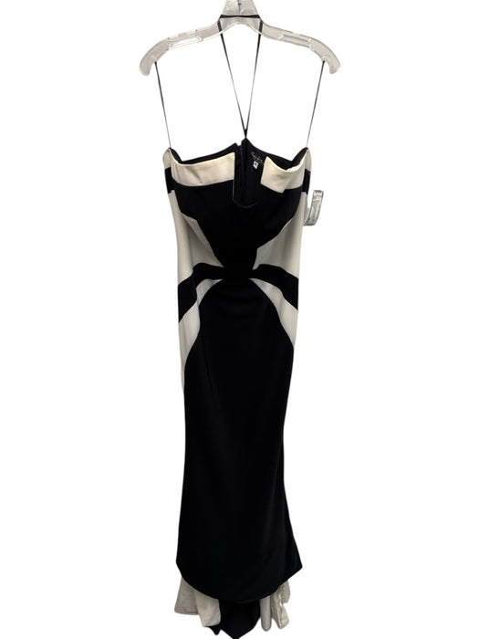 fleur de paris Size Est 8 Black & White Polyester Color Block Sleeveless Gown Black & White / Est 8
