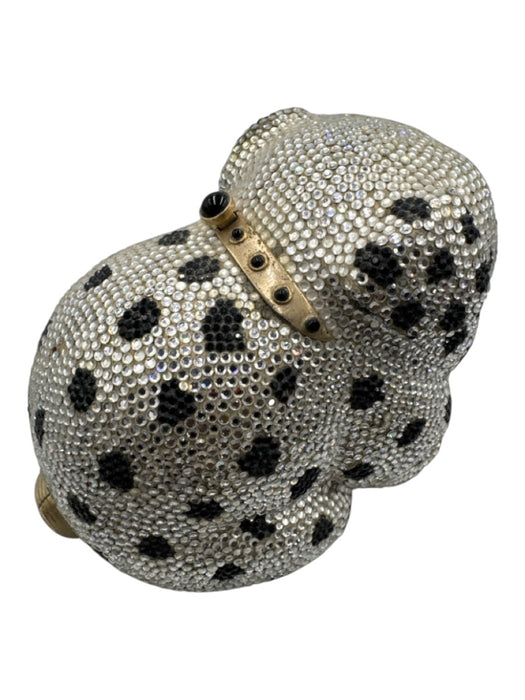Judith Leiber White, Black, Gold Rhinestone Chain Strap Dog Polka dot Clutch Bag White, Black, Gold / Mini
