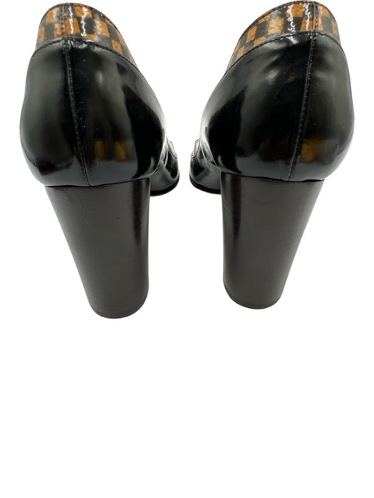 Louis Vuitton Shoe Size 36.5 Black & Brown Leather Round Toe Checkered Pumps Black & Brown / 36.5