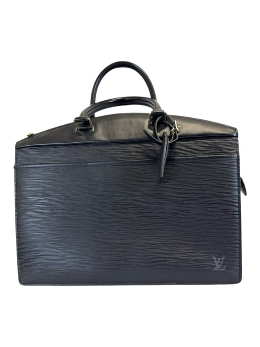 Louis Vuitton Black Epi Leather Zip Close Logo Front Pocket Rolled Handles Bag Black / Large