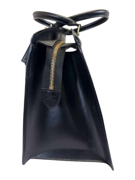 Louis Vuitton Black Epi Leather Zip Close Logo Front Pocket Rolled Handles Bag Black / Large