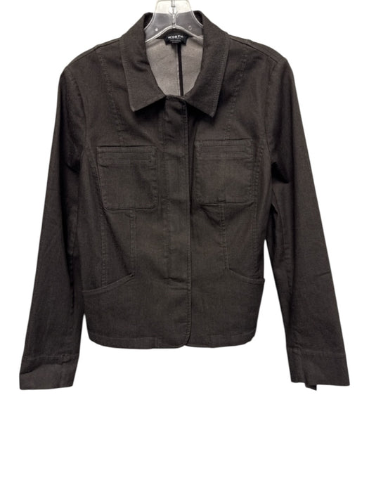 Worth Size 10 Brown Gray Zip Up Buttons Long Sleeve Collar Jacket Brown Gray / 10