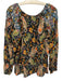 Johnny Was Size M/L Black & Multi Viscose Long Sleeve Floral Sheer Sleeve Top Black & Multi / M/L