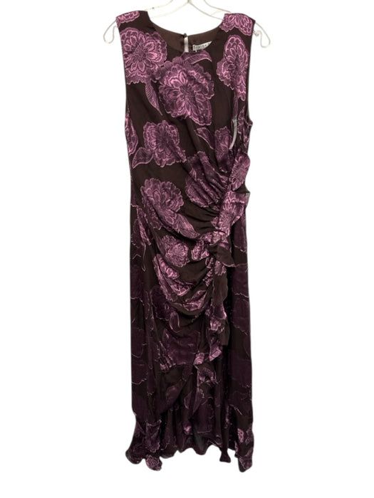 Trina Turk Size 12 Purple & Brown Silk & Viscose Sleeveless Gathered Dress Purple & Brown / 12