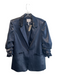 Cinq a Sept Size 8 Black Polyester Blend Scrunched sleeves 1 Button Shiny Blazer Black / 8