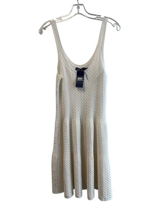 Polo Ralph Lauren Size Medium White Viscose Blend Sleeveless Cable Knit Dress White / Medium