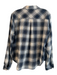 Rag & Bone Size Medium Navy & Cream Cotton Plaid Long Sleeve Button Down Top Navy & Cream / Medium