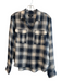 Rag & Bone Size Medium Navy & Cream Cotton Plaid Long Sleeve Button Down Top Navy & Cream / Medium