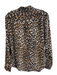 Equipment Size Medium Black, Brown & White Silk Animal Print Long Sleeve Top Black, Brown & White / Medium