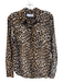 Equipment Size Medium Black, Brown & White Silk Animal Print Long Sleeve Top Black, Brown & White / Medium