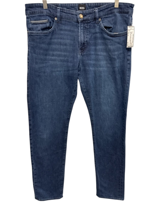 Boss Size Est 35 medium dark wash Cotton Blend Solid Jean Men's Pants medium dark wash / Est 35