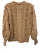 Ann Mashburn Size M Beige Brown Superfine Merino Wool Blend Cable Knit Sweater Beige Brown / M