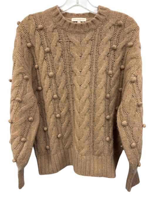 Ann Mashburn Size M Beige Brown Superfine Merino Wool Blend Cable Knit Sweater Beige Brown / M