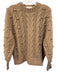 Ann Mashburn Size M Beige Brown Superfine Merino Wool Blend Cable Knit Sweater Beige Brown / M